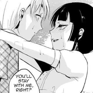 ❤️ 970d9059 YOU'LL STAY WITH ME, RIGHT? anime, manga, love, romance, question, relationship whatsapp sticker