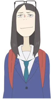 🙃 c2f2dfa0 动漫, 女学生, 眼镜, 角色, 卡通, 制服, 背包 telegram sticker