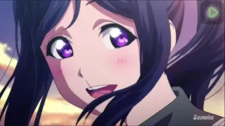 😊 da34708b anime, cô gái, nụ cười, mắt tím, tóc đen, hoạt hình telegram sticker