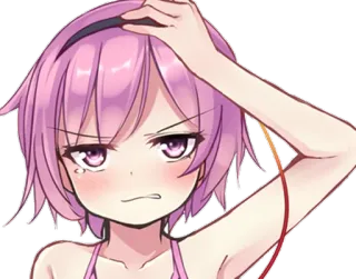😣 ff581c98 anime, girl, confused, annoyed, cartoon, pink hair, cute telegram sticker