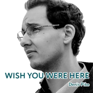 🙊 1b33250a WISH YOU WERE HERE
Denis Pike Retrato, Gostaria de estar aqui, Homem, Óculos, Preto e branco telegram sticker
