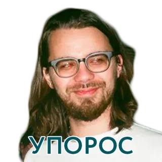 😆 920bccc0 УПОРОС homem, pessoa, retrato, óculos, cabelo comprido telegram sticker