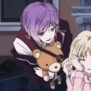 🥢 a45d43ab Anime, Cartoni animati, Orsetto di peluche, Capelli viola, Personaggio anime, Animato telegram sticker