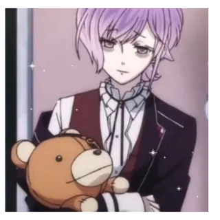 🤍 987a95ee 动漫, 角色, 泰迪熊, 紫色头发, 男孩 telegram sticker