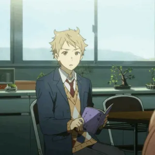 ⚡️ 1c20025d Anime, Ragazzo, Uniforme scolastica, Leggendo, Studente, Cartone animato telegram sticker