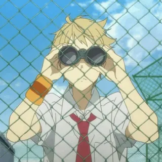 ⚡️ 3b6f36cd Anime, Ragazzo, Binocolo, Uniforme scolastica, Recinzione, Osservando, Curioso, Ragazzo anime telegram sticker