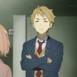 🍺 454a4c1d Anime, Uniforme scolastica, Personaggio maschile, Serio, Braccia conserte telegram sticker