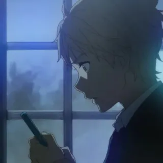 ⚡️ 82cbf76f anime, ragazzo, finestra, penna telegram sticker