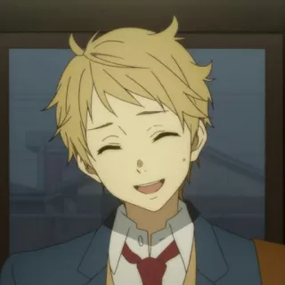 🍺 f6bec3c7 anime, ragazzo, ritratto, sorriso, biondo, felice telegram sticker