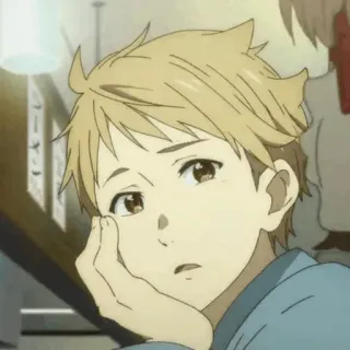 🌩 fff97038 Anime, Ragazzo, Capelli Biondi, Pensieroso, Ritratto telegram sticker