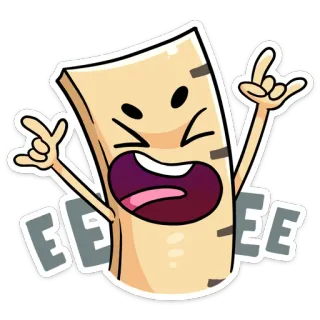 🤟 07db85af EEEE cartoon, rockgebaar, blij, streepmannetje, viering, vrolijk telegram sticker