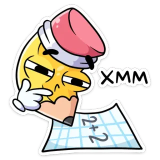 🤔 087f5023 XMM potlood, cartoon, denken, wiskunde, school, onderwijs telegram sticker