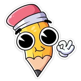 ✏️ 18fd4172 potlood, cartoon, tekening, kantoorartikelen, personage telegram sticker