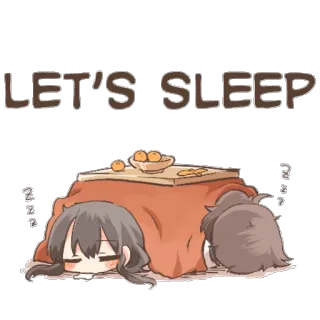 🛌 07b66951 LET'S SLEEP 睡觉, 动漫, 卡通, 可爱, 卡哇伊, 放松, 休息 telegram sticker