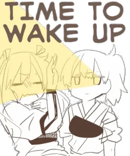 🛌 0f968477 TIME TO WAKE UP 动漫, 卡通, 醒来, 闹钟, 文字 telegram sticker