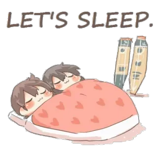 🛌 a421aebc Let's sleep 睡觉, 可爱, 动漫, 卡哇伊, 床, 休息, 卡通 telegram sticker