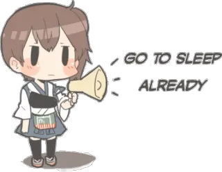 🛌 cd27ab6e GO TO SLEEP ALREADY 动漫, 睡眠, 女孩, 扩音器, 可爱 telegram sticker