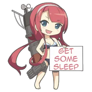 🛌 d0720302 GET SOME SLEEP 动漫, Q版, 睡眠, 可爱, 女孩, 卡通 telegram sticker
