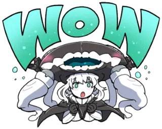 😯 fc2f6489 WOW 动漫, 卡通, 哇, 表情, 惊讶, 可爱, 漫画 telegram sticker