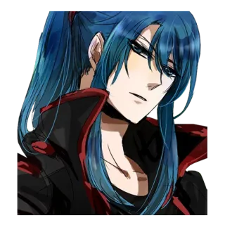 😏 23c1b6cc 动漫, 漫画, 角色, 蓝头发, 长发, 肖像, 艺术 telegram sticker