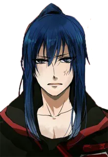 😠 b808c2d2 动漫, 漫画, 角色, 蓝头发, 男人, 严肃的 telegram sticker