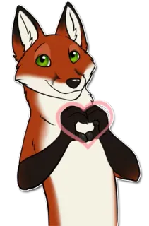 🔴 17175864 volpe, animale, cartone animato, cuore, amore, carino, peloso whatsapp sticker