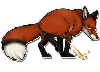 🔴 1f6eca5f volpe, animale, fare pipì, fauna selvatica, mammifero, adesivo, arancione, urina whatsapp sticker