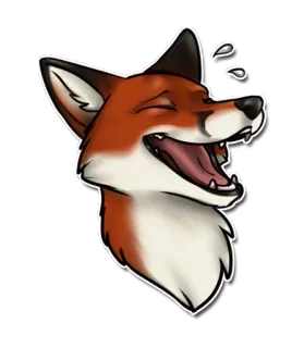 🔴 303e6a0f volpe, ridere, animale, adesivo, cartone animato, illustrazione whatsapp sticker