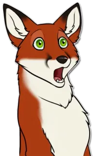 🔴 489b6bac volpe, animale, cartone animato, scioccato, sorpreso, arancione, bianco, occhi verdi whatsapp sticker