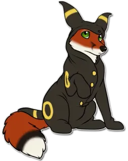 🔴 643ada5e volpe, pokemon, umbreon, animale, carino, peloso, kigurumi whatsapp sticker