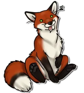 🔴 cb13ee72 volpe, cartone animato, animale, carino, seduto, peloso whatsapp sticker