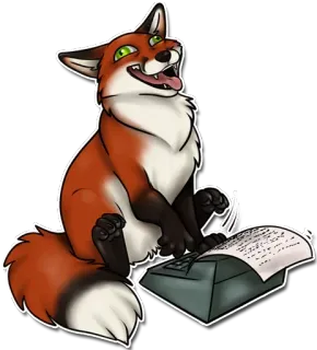 🔴 e2c19d21 volpe, animale, macchina da scrivere, scrittura, cartone animato, furry whatsapp sticker
