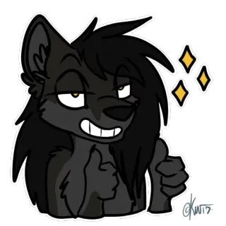 😏 68a2f1ab anthro, sói, giơ ngón tay cái, furry, hoạt hình, động vật, dễ thương telegram sticker