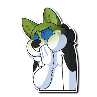 🤢 01bd907a 狗, 卡通, 可爱, 毛茸茸, 绿色, 悲伤 telegram sticker