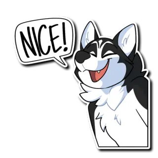 😄 1ffda00c NICE! 狗, 哈士奇, 卡通, 动物, 可爱, 好的 telegram sticker