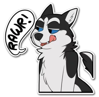 😏 4f66d688 RAWR! 狗, 哈士奇, 动物, 卡通, 嗷 telegram sticker