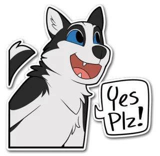 😃 88f62a15 Yes Plz! 狗, 哈士奇, 可爱, 卡通, 是的, 请 telegram sticker
