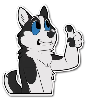 👍 93d9d0ed 狗, 哈士奇, 点赞, 卡通, 动物, 贴纸 telegram sticker