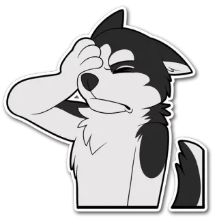 😣 a3d55703 狗, 毛茸茸, 捂脸, 沮丧, 卡通, 动物 telegram sticker