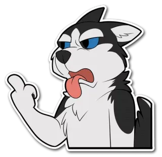 🖕 b6786313 狗, 中指, 冒犯, 卡通, 哈士奇, 手势 telegram sticker