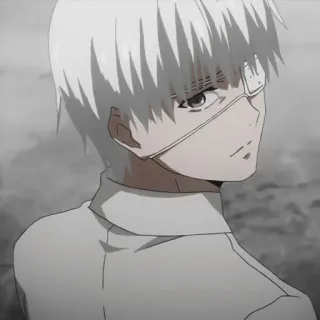 🌟 218c2c65 Ken Kaneki Tokyo Ghoul Anime, Manga, Ooglap, Wit haar, Personage telegram sticker