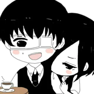 😘 c211619f Anime, Personagem, Desenho animado, Abraço, Tapa-olho whatsapp sticker