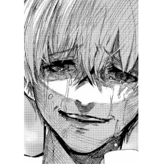 😭 80aa8fc6 Ken Kaneki Tokyo Ghoul アニメ, 泣く, エモい, 漫画, 白黒, 東京喰種, 金木研 telegram sticker