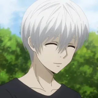 🎩 7473ddcc 动漫, 微笑, 白发, 男性, 可爱 telegram sticker