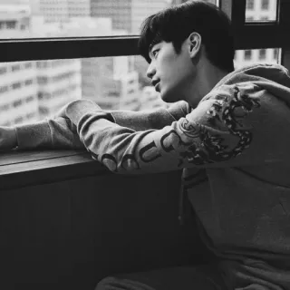 ➖ bd5067c4 Mann, Fenster, Porträt, Schwarzweiß, Nachdenklich, Melancholie whatsapp sticker