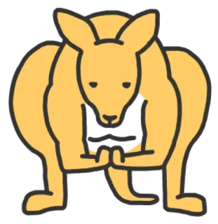 😐 7d8ed578 Känguru, Tier, muskulös, Cartoon, lustig, niedlich telegram sticker