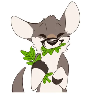 🍽 25e3f4f9 lupo, animale, carino, kawaii, cartone animato, pianta, foglie, peloso whatsapp sticker