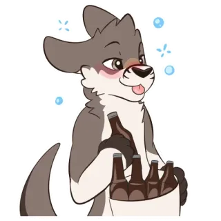 🍺 7ee6b806 animale, antropomorfo, bere, bevanda, cartone animato whatsapp sticker