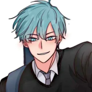 🧊 e3476795 anime, rambut biru, cowok, laki-laki, pria, kartun whatsapp sticker