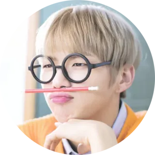 😠 cd524a54 人, 眼镜, 铅笔, 亚洲人, 可爱, 搞笑 telegram sticker